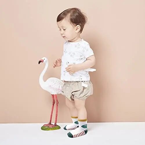 HYzgb 12 Pack Non Slip Kids Toddler Baby Socks with Grips for 1-7 Years Boys Girls Cotton Crew Socks Multi Colors - 5