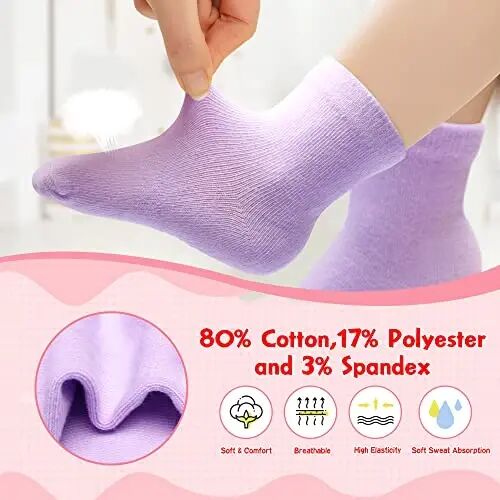 HYzgb 12 Pack Non Slip Kids Toddler Baby Socks with Grips for 1-7 Years Boys Girls Cotton Crew Socks Multi Colors - 3