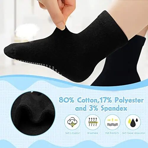 HYzgb 12 Pack Non Slip Kids Toddler Baby Socks with Grips for 1-7 Years Boys Girls Cotton Crew Socks Multi Colors - 3