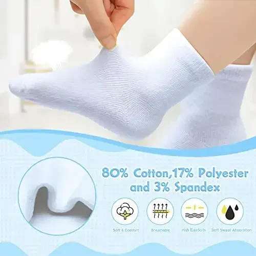 HYzgb 12 Pack Non Slip Kids Toddler Baby Socks with Grips for 1-7 Years Boys Girls Cotton Crew Socks Multi Colors - 3