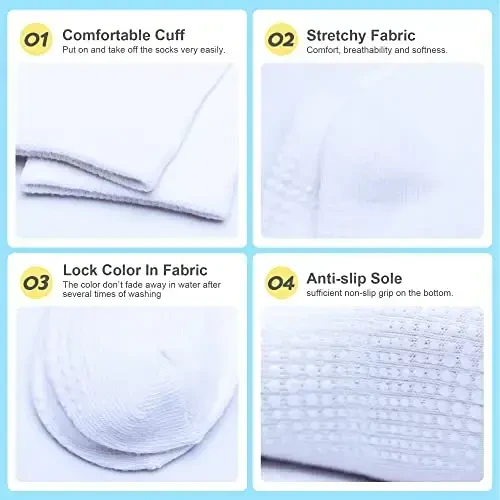 HYzgb 12 Pack Non Slip Kids Toddler Baby Socks with Grips for 1-7 Years Boys Girls Cotton Crew Socks Multi Colors - 4