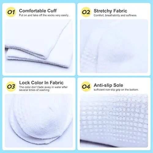 HYzgb 12 Pack Non Slip Kids Toddler Baby Socks with Grips for 1-7 Years Boys Girls Cotton Crew Socks Multi Colors - 4