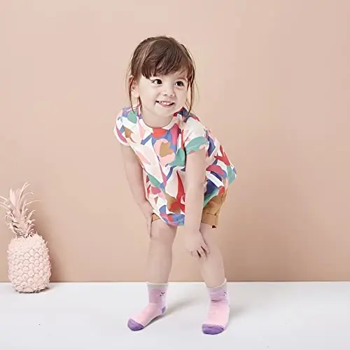 HYzgb 12 Pack Non Slip Kids Toddler Baby Socks with Grips for 1-7 Years Boys Girls Cotton Crew Socks Multi Colors - 6
