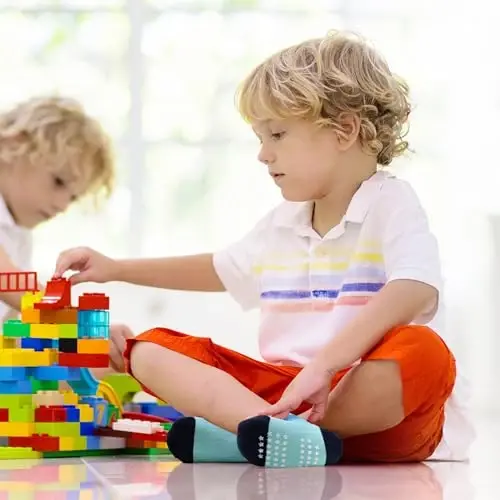 HYzgb 12 Pack Non Slip Kids Toddler Baby Socks with Grips for 1-7 Years Boys Girls Cotton Crew Socks Multi Colors - 5