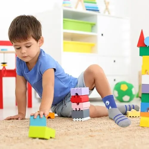 HYzgb 12 Pack Non Slip Kids Toddler Baby Socks with Grips for 1-7 Years Boys Girls Cotton Crew Socks Multi Colors - 6