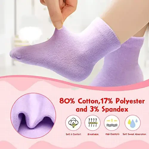 HYzgb 12 Pack Non Slip Kids Toddler Baby Socks with Grips for 1-7 Years Boys Girls Cotton Crew Socks Multi Colors - 3