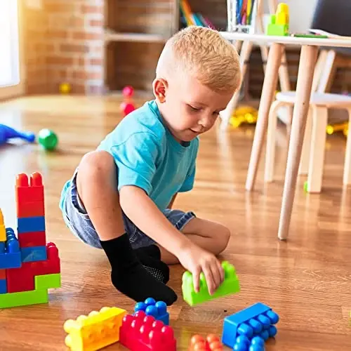 HYzgb 12 Pack Non Slip Kids Toddler Baby Socks with Grips for 1-7 Years Boys Girls Cotton Crew Socks Multi Colors - 5