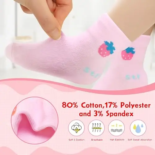 HYzgb 12 Pack Non Slip Kids Toddler Baby Socks with Grips for 1-7 Years Boys Girls Cotton Crew Socks Multi Colors - 3