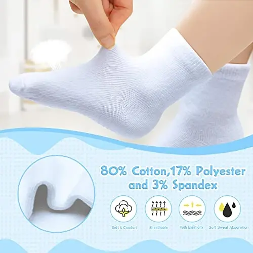 HYzgb 12 Pack Non Slip Kids Toddler Baby Socks with Grips for 1-7 Years Boys Girls Cotton Crew Socks Multi Colors - 9