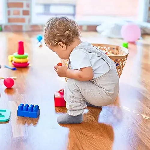 HYzgb 12 Pack Non Slip Kids Toddler Baby Socks with Grips for 1-7 Years Boys Girls Cotton Crew Socks Multi Colors - 6