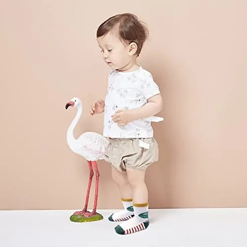 HYzgb 12 Pack Non Slip Kids Toddler Baby Socks with Grips for 1-7 Years Boys Girls Cotton Crew Socks Multi Colors - 5