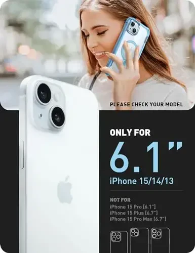 i-Blason Ares Mag for iPhone 15 Case/iPhone 14 13 Case [6.1 inch], [MagSafe Compatible] Full-Body Shockproof Rugged Clear Bumper with Built-in Screen Protector (Blue), iPhone2023-6.1-AreMag-SP - I-BLASON (1)