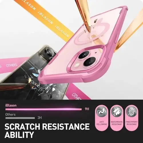 i-Blason Ares Mag for iPhone 15 Plus Case with Built-in Screen Protector [MagSafe Compatible] Full-Body Rugged Anti-Slip Clear Protective Cute Magnetic Phone Case for iPhone 15 Plus 6.7'', Pink - 7