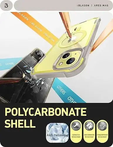 i-Blason Ares Mag for iPhone 15 Plus Case with Built-in Screen Protector [MagSafe Compatible] Full-Body Rugged Anti-Slip Clear Protective Cute Magnetic Phone Case for iPhone 15 Plus 6.7'', Yellow - 8