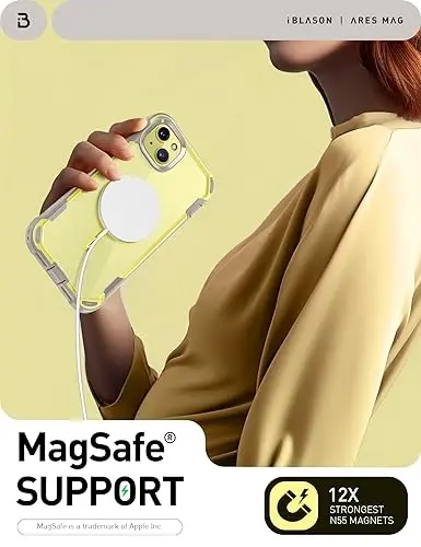 i-Blason Ares Mag for iPhone 15 Plus Case with Built-in Screen Protector [MagSafe Compatible] Full-Body Rugged Anti-Slip Clear Protective Cute Magnetic Phone Case for iPhone 15 Plus 6.7'', Yellow 