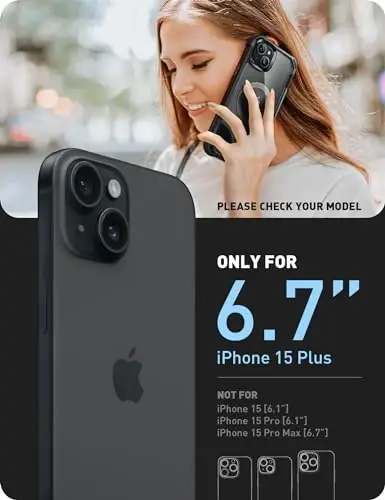 i-Blason Ares Mag for iPhone 15 Plus Case with Built-in Screen Protector [MagSafe Compatible] Full-Body Rugged Anti-Slip Shockproof Clear Protective Magnetic Phone Case for iPhone 15 Plus 6.7'', Black - I-BLASON (1)