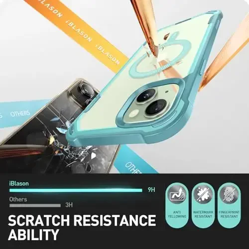 i-Blason Ares Mag for iPhone 15 Plus Case with Built-in Screen Protector [MagSafe Compatible] Full-Body Rugged Anti-Slip Clear Protective Cute Magnetic Phone Case for iPhone 15 Plus 6.7'', Seafoam - 5