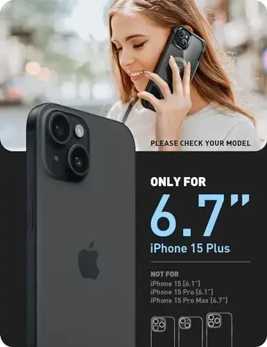 i-Blason Ares Mag iPhone 15 Plus учун Корпус, Курилган Экрани Муҳофазаловчи билан [MagSafeга Мос] То'лиқ Танли Сахт Қарши Силиқиш Ударга Чексиз Шаффоф Муҳофазаловчи Магнит Телефон Корпуси iPhone 15 Plus 6,7'', Қо'ра - 2