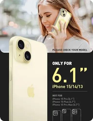 I-Blason AresMag iPhone 15/14/13 Case [6.1 inch], MagSafe Compatible Full-Body Shockproof Rugged Clear Bumper Case with Built-in Screen Protector (Yellow) - I-BLASON (1)