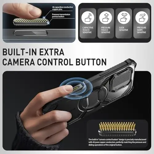 i-Blason Armorbox for iPhone 16 Case MagSafe with Stand, 360° Full-Body with Built-in Screen Protector, Camera Control, Camera Cover Kickstand, Heavy Duty Protection for iPhone 16, Black - 3