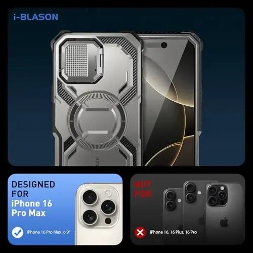 i-Blason Armorbox for iPhone 16 Pro Max Case MagSafe [Camera Control Button Cover] [Camera Cover Stand] [Military Protection] Full-Body Magnetic Phone Case with Built-in Screen Protector, Tigray - 2