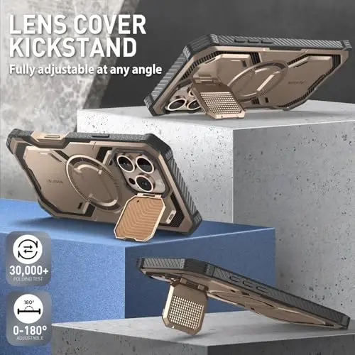 i-Blason Armorbox for iPhone 16 Pro Max g‘ilofi MagSafe va stendli, 360° to‘liq tana o‘rnatilgan ekran himoyachisi bilan, Kamera boshqaruvi, Kamera qopqog‘i stendi, Og‘ir yukdan himoya zarbaga chidamli g‘ilof, Cho‘l rangi - 5