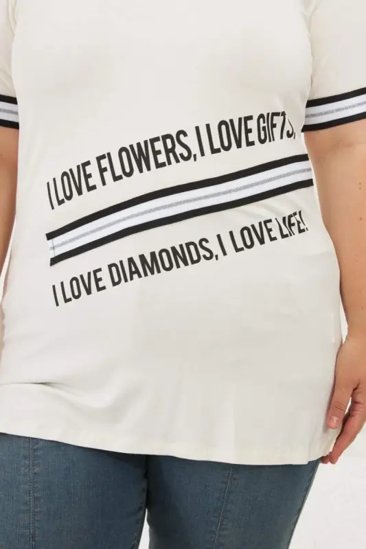I Love Printed Oversized T-shirt Ecru - 2