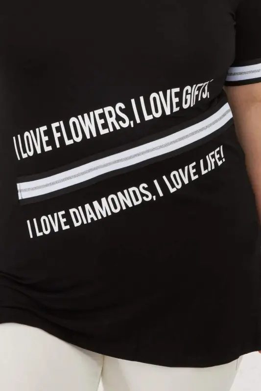 I Love Printed Plus Size T-Shirt Black - 2