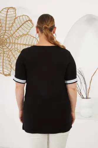 I Love Printed Plus Size T-Shirt Black - 5