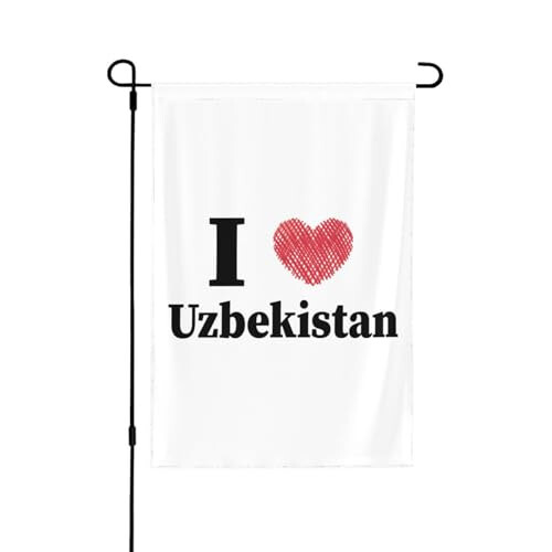 I Love Uzbekistan Garden Flags for Outside 12.5