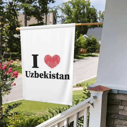 I Love Uzbekistan Garden Flags for Outside 12.5