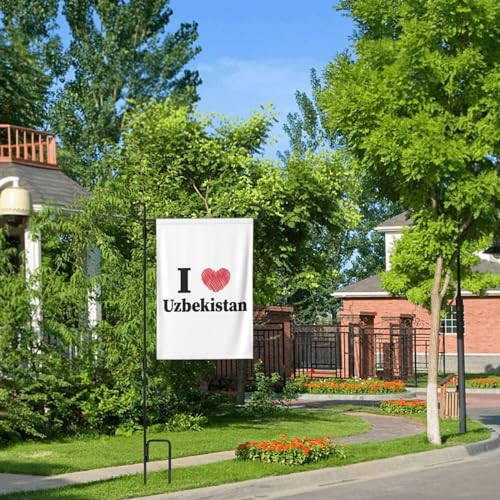 I Love Uzbekistan Garden Flags for Outside 12.5