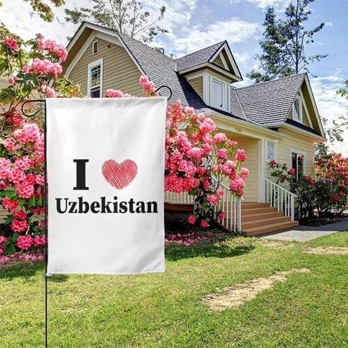 I Love Uzbekistan Garden Flags for Outside 12.5