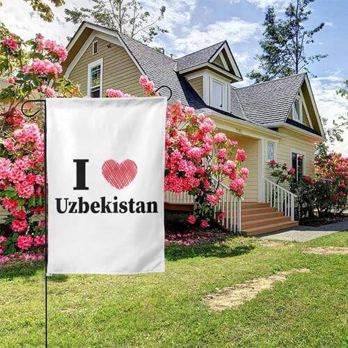 I Love Uzbekistan Garden Flags for Outside 12.5