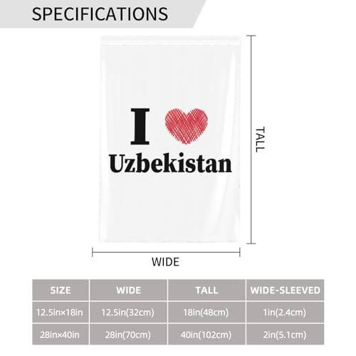 I Love Uzbekistan Garden Flags for Outside 12.5