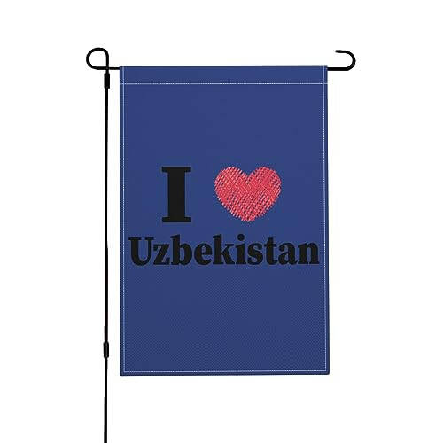 I Love Uzbekistan Garden Flags for Outside 12x18 Inch Double Sided Welcome Spring Summer Garden Flag Durable Patio Lawn Seasonal Decor Flag - 1