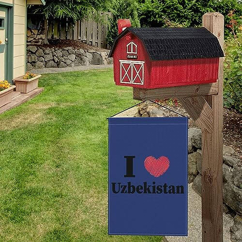 I Love Uzbekistan Garden Flags for Outside 12x18 Inch Double Sided Welcome Spring Summer Garden Flag Durable Patio Lawn Seasonal Decor Flag - 3