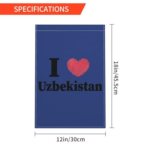 I Love Uzbekistan Garden Flags for Outside 12x18 Inch Double Sided Welcome Spring Summer Garden Flag Durable Patio Lawn Seasonal Decor Flag - 6