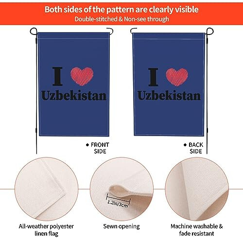 I Love Uzbekistan Garden Flags for Outside 12x18 Inch Double Sided Welcome Spring Summer Garden Flag Durable Patio Lawn Seasonal Decor Flag - 7