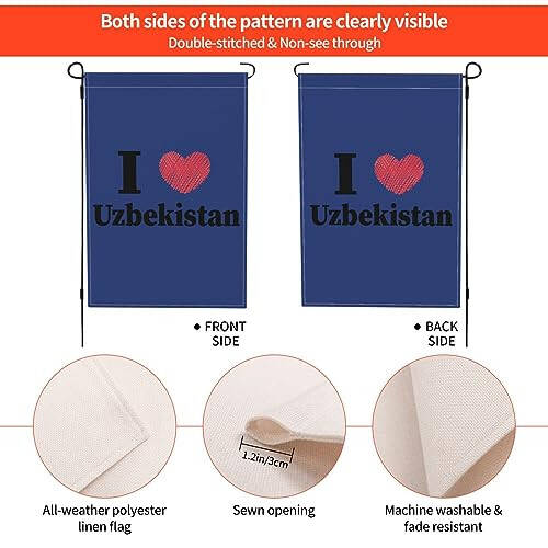 I Love Uzbekistan Garden Flags for Outside 12x18 Inch Double Sided Welcome Spring Summer Garden Flag Durable Patio Lawn Seasonal Decor Flag - 7