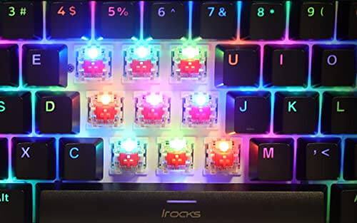 i-rocks K71M RGB Mechanical Gaming Keyboard with Media Control Knob, Gateron Switches (Red), 107 Keys w/Full NKRO, PBT Keycaps, Multimedia Hotkeys, Detachable USB-C Cable and Onboard Storage, Black - 5