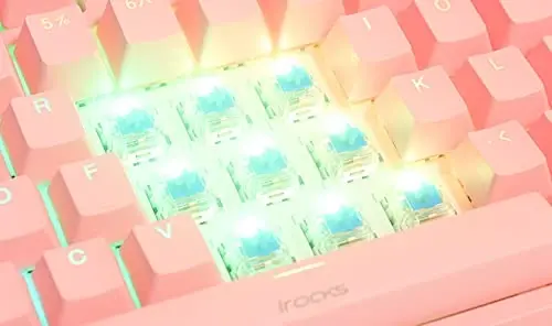 i-rocks K71M RGB Media boshqaruv tugmasi, kalitlari (jigarrang), 107 tugmachali to'liq NKRO, PBT klaviatura, Multimedia tugmachalari, olinadigan USB-C kabeli va bort xotirasi, pushti rangli mexanik o'yin klaviaturasi - 3