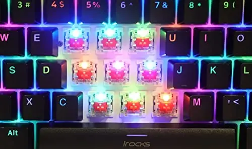 i-rocks K71M RGB Media boshqaruv tugmasi, kalitlari (ko‘k), 107 tugmachali to‘liq NKRO, PBT klaviatura qopqoqlari, multimedia tezkor tugmachalari, ajratib olinadigan USB-C kabeli va bort xotirasi, qora rangli mexanik o‘yin klaviaturasi - 4
