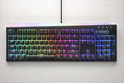 i-rocks K71M RGB Mechanical Gaming Keyboard with Media Control Knob, Switches (Red), 107 Keys w/Full NKRO, PBT Keycaps, Multimedia Hotkeys, Detachable USB-C Cable and Onboard Storage, Black - 2