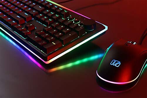 i-rocks K71M RGB Mechanical Gaming Keyboard with Media Control Knob, Switches (Red), 107 Keys w/Full NKRO, PBT Keycaps, Multimedia Hotkeys, Detachable USB-C Cable and Onboard Storage, Black - 6