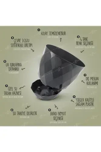 Якамоз Сакси 9,2 Литра Бирюзовый 27,5см С Узором Пахлава С Поддоном Глянцевый Пластик-КОФЕ - 8