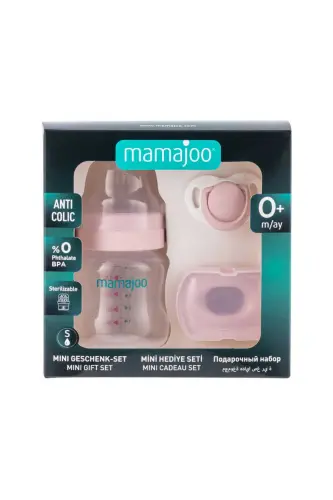 Янги туғилган чақалоқ учун комплект|анти-коликалик 150 мл пушти шиша, ортодонтик соска ва сақлаш қутиси, 3ли комплект - 1