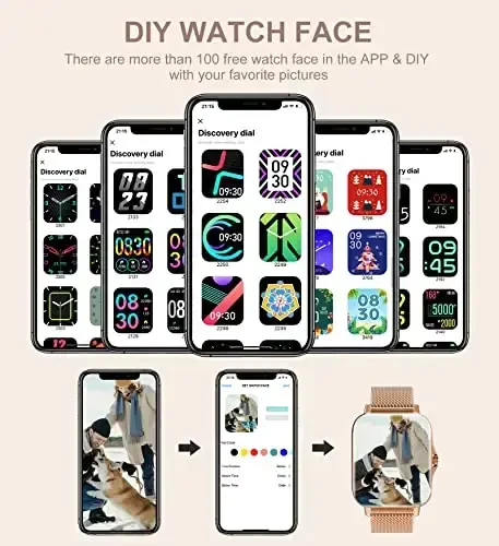 Iaret Smart Watch for Women(Call Receive/Dial), Fitness Tracker Waterproof Smartwatch for Android iOS Phones 1.7