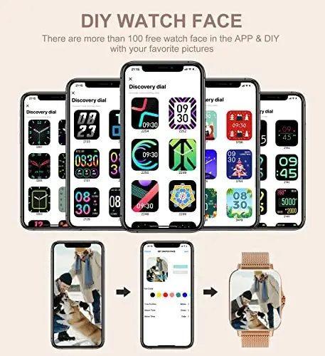 Iaret Smart Watch for Women(Call Receive/Dial), Fitness Tracker Waterproof Smartwatch for Android iOS Phones 1.7