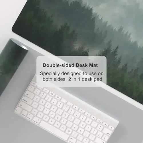 Яркий большой коврик для мыши Star, водонепроницаемый настольный коврик из искусственной кожи, коврик для компьютерной мыши, нескользящий коврик для стола XXL во всю длину стола для школы, офиса, дома, 31,5 x 15,7 дюйма - Долина туманного леса - 5